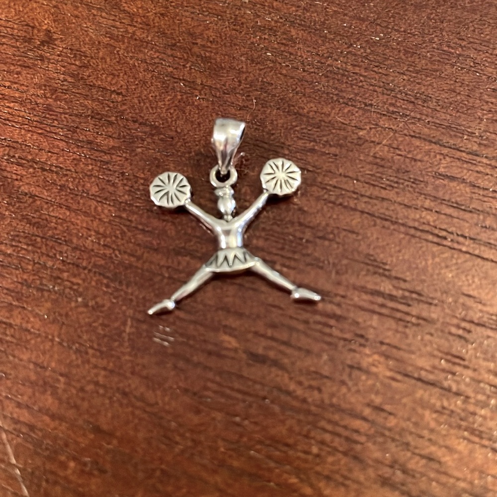 Cheerleader/pompom sterling silver charm